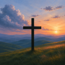 Abide logo — a cross on a hillside at sunrise